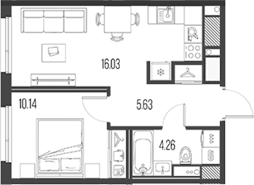 1-комнатная квартира 36.06 м², 9/10 эт., ЖК «LEGENDA Васильевского»